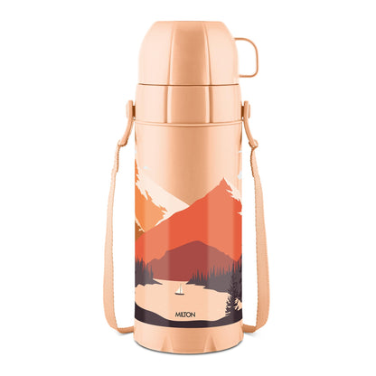 Milton Eiffel 1000 Vacuum Insulated Thermos Flask with Strap to Carry, 910 ml, Long Hours Hot & Cold Water Bottle for Office, Hiking, Trekking, Travel, Black