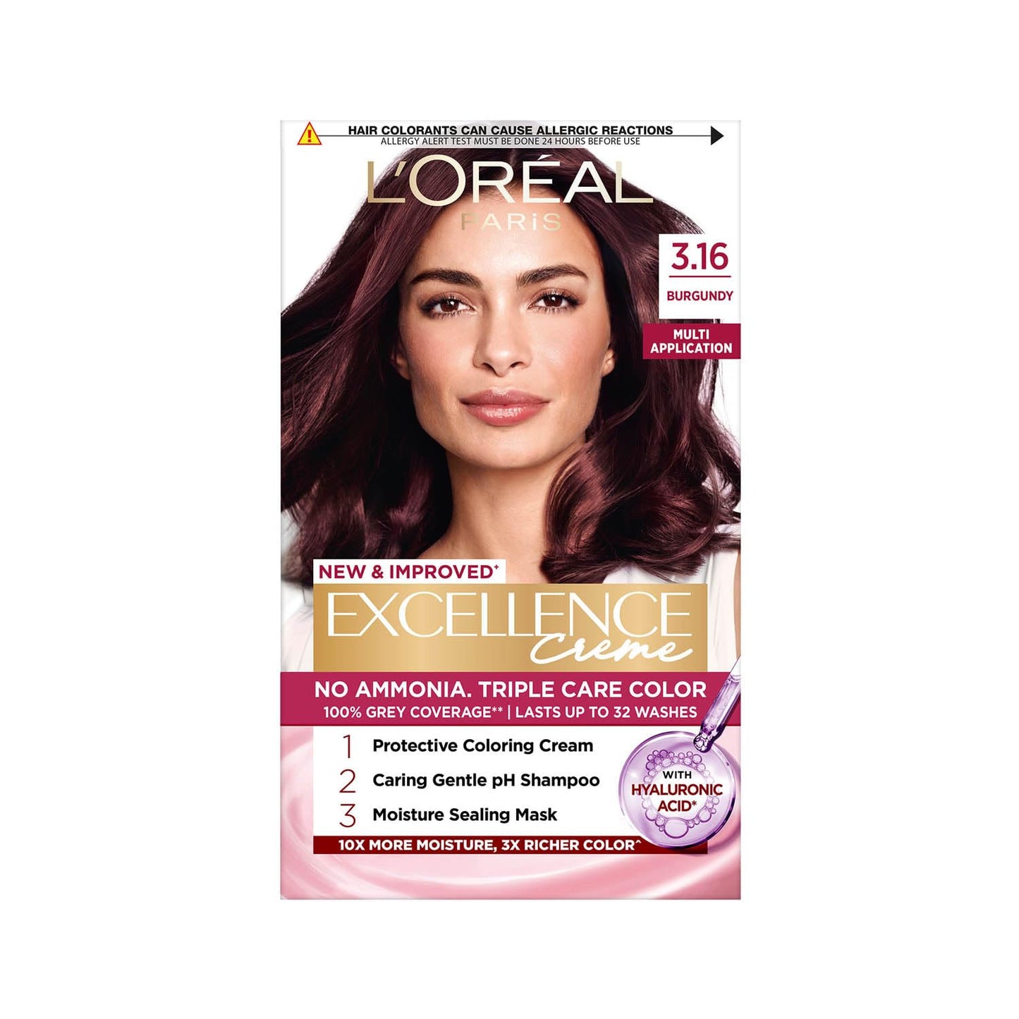 L'Oréal Paris Permanent Hair Colour, Radiant At-Home Hair Colour with up to 100% Grey Coverage, Pro-Keratin, Up to 8 Weeks of Colour, Excellence Crème, 3 Natural Darkest Brown, 72ml+100g