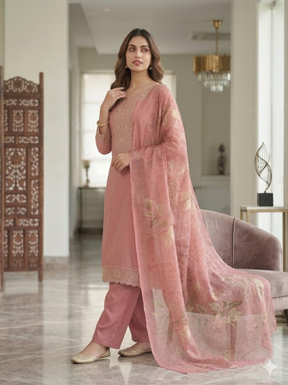 KD Women’s Premium Rayon Cotton Printed Embroidered Straight Kurta Pant Set with Dupatta | Ethnic Kurta Set for Women | Daily Office & Festive Traditional | Stylish Kurti Set for Women