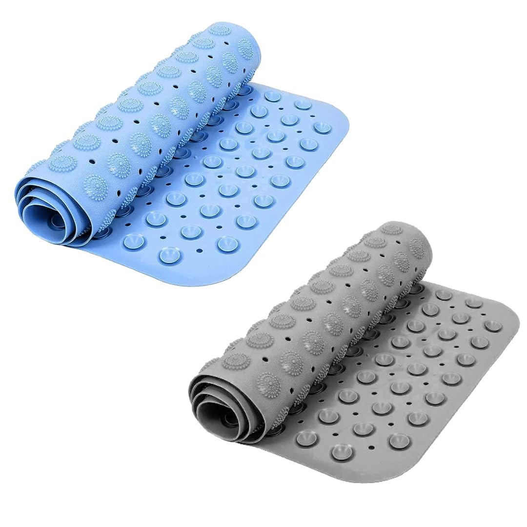 VHKD PVC Bathroom mats Anti Slip Bathroom mat Non Slip Bath Anti Skid Doormat Rectangle (Grey | 70 X 35)