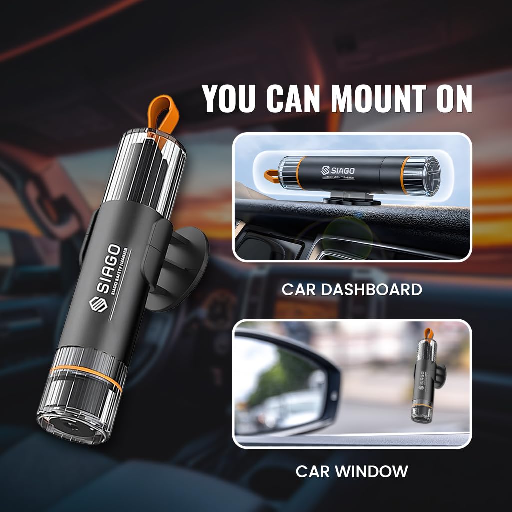 SIAGO Car Safety Hammer Emergency Escape Tool | 2-in-1 Seat Belt Cutter & Window Glass Breaker | Vehicle Emergency Escape Tool with Ergonomic Grip | Safety Hammer for Cars, Trucks & SUVs | SIA118