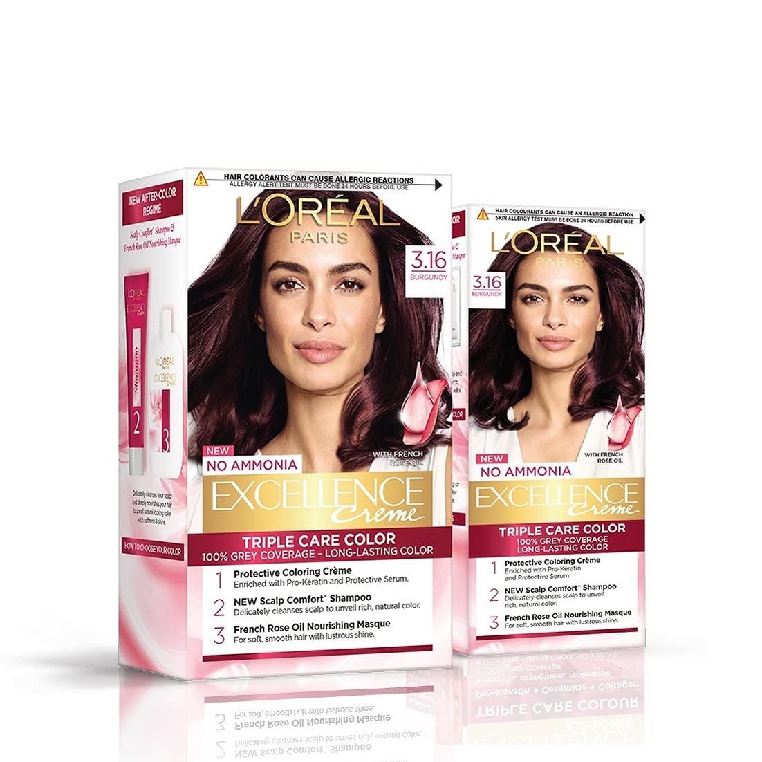 L'Oréal Paris Permanent Hair Colour, Radiant At-Home Hair Colour with up to 100% Grey Coverage, Pro-Keratin, Up to 8 Weeks of Colour, Excellence Crème, 3 Natural Darkest Brown, 72ml+100g
