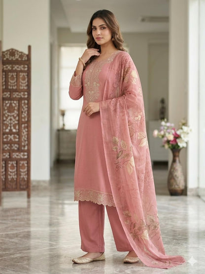 KD Women’s Premium Rayon Cotton Printed Embroidered Straight Kurta Pant Set with Dupatta | Ethnic Kurta Set for Women | Daily Office & Festive Traditional | Stylish Kurti Set for Women