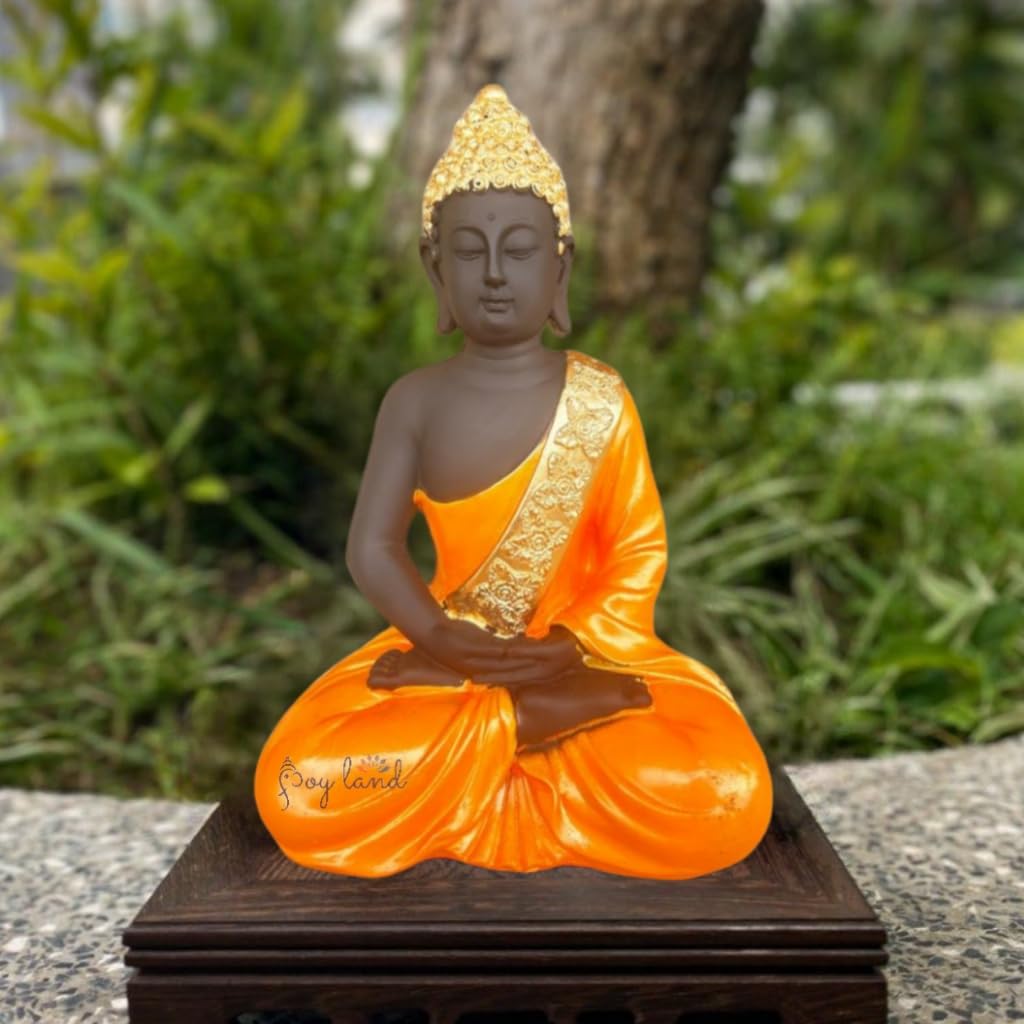 JOY LAND Gift Items Premium Rare Handcrafted Polymarble Statue Lord Figurine/Idol (White Polymarble Thinking Buddha)
