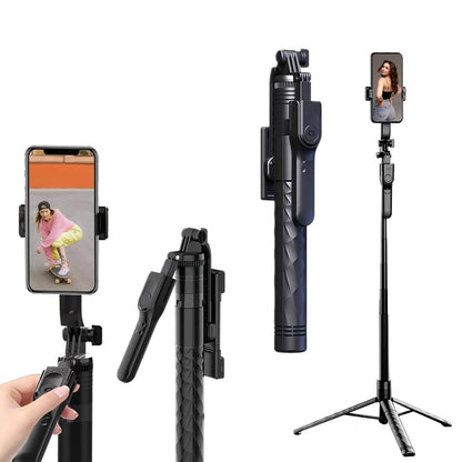 Kratos K9 Selfie Stick Tripod With Light, 67 inch /170CM Reinforced Tripod for Mobile Phone, Multi-Functional Bluetooth Long Selfie Stick for Travel,Vlogging,Compatible with iPhone and All Smartphones