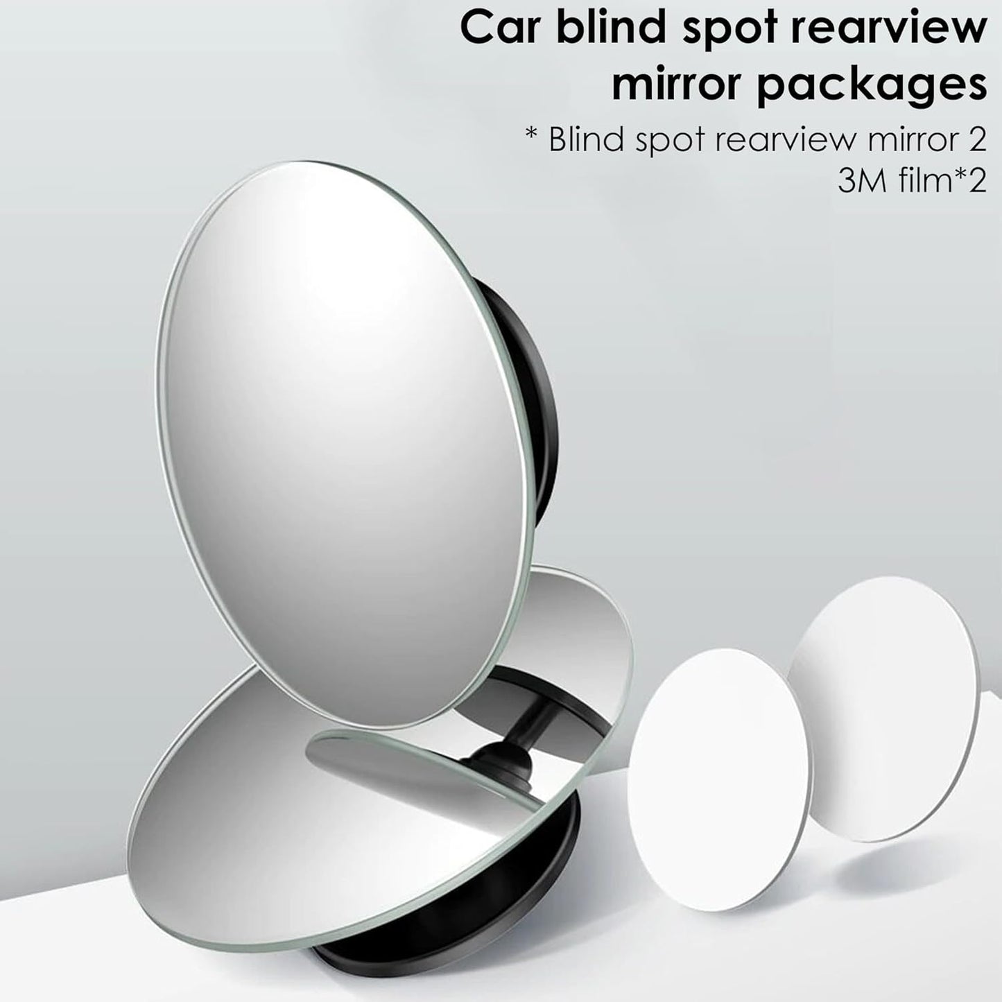 OTO2EYE Car Glass Mirror Blind Spot, 360° Mirror, Rear View Convex Mirror, Parking Mirror For Car Mirror Accessories Frameless Suitable All Cars and Bikes (Round 2-Pcs)