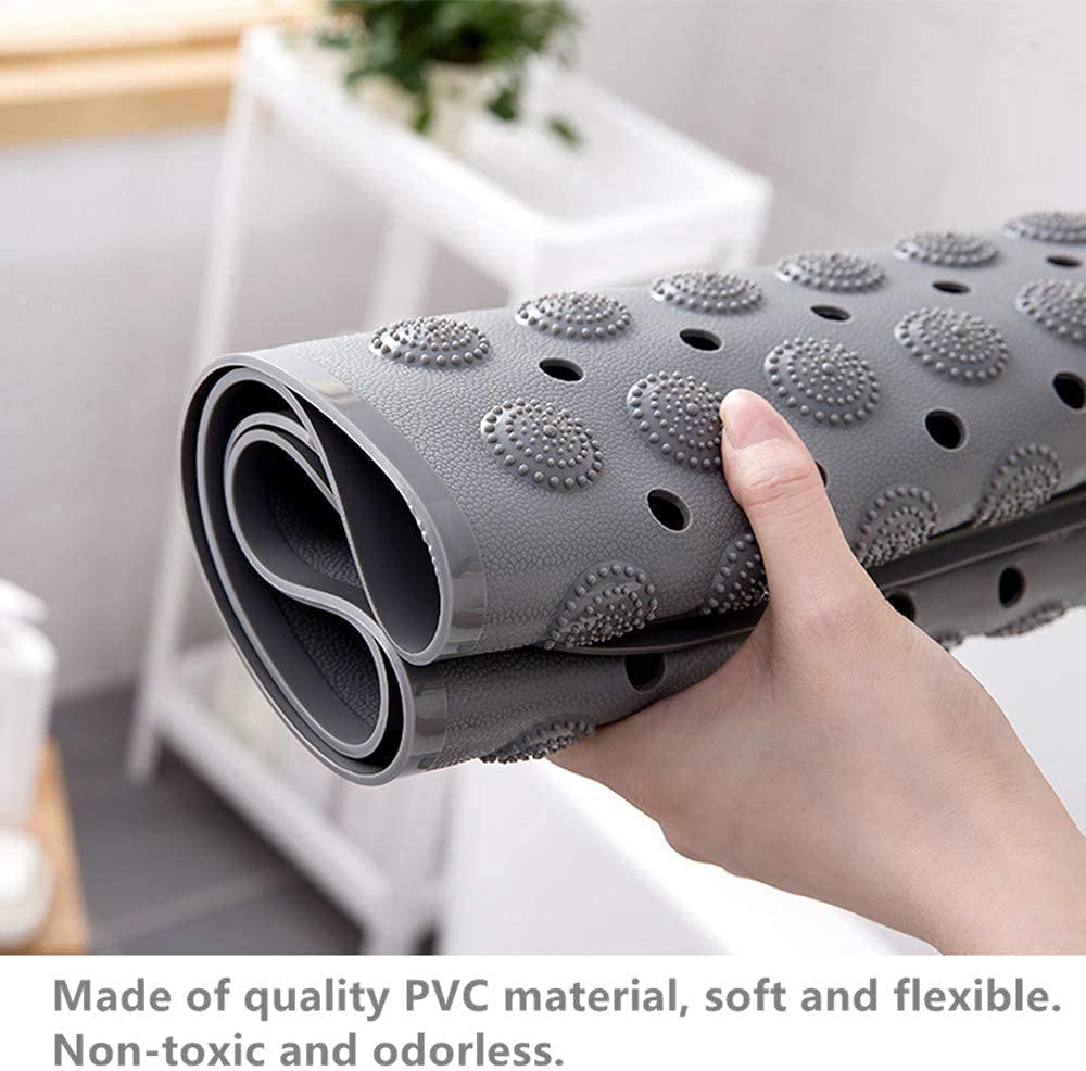 VHKD PVC Bathroom mats Anti Slip Bathroom mat Non Slip Bath Anti Skid Doormat Rectangle (Grey | 70 X 35)