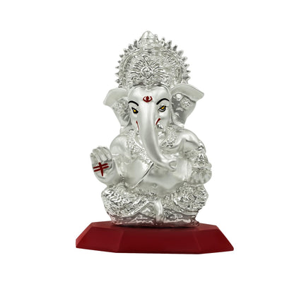 999 Silver Plated Lord Hanuman Ji Idol for Car Dashboard, Home Decor Showpiece, Puja|Religious Statue for Peace and Prosperity|Luxury Sculptures for Table Decor, Gift, Festival 6cmx6cmx9cm