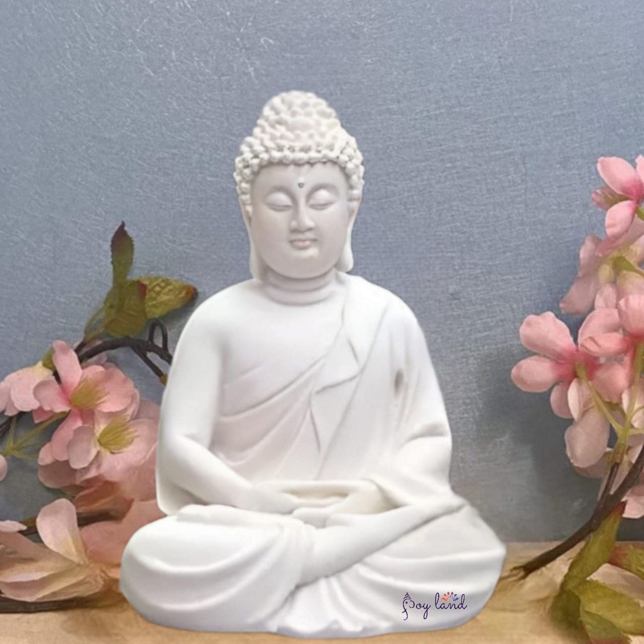 JOY LAND Set of 3 Premium Rare Handcrafted Polymarble Meditation/Dhyan Buddha Statue Lord Figurine/Idol (Multi, 5.5-inch)