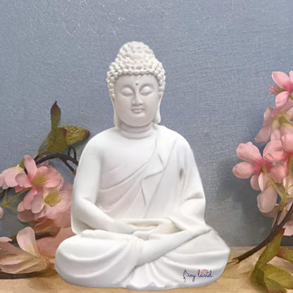 JOY LAND Set of 3 Premium Rare Handcrafted Polymarble Meditation/Dhyan Buddha Statue Lord Figurine/Idol (Multi, 5.5-inch)