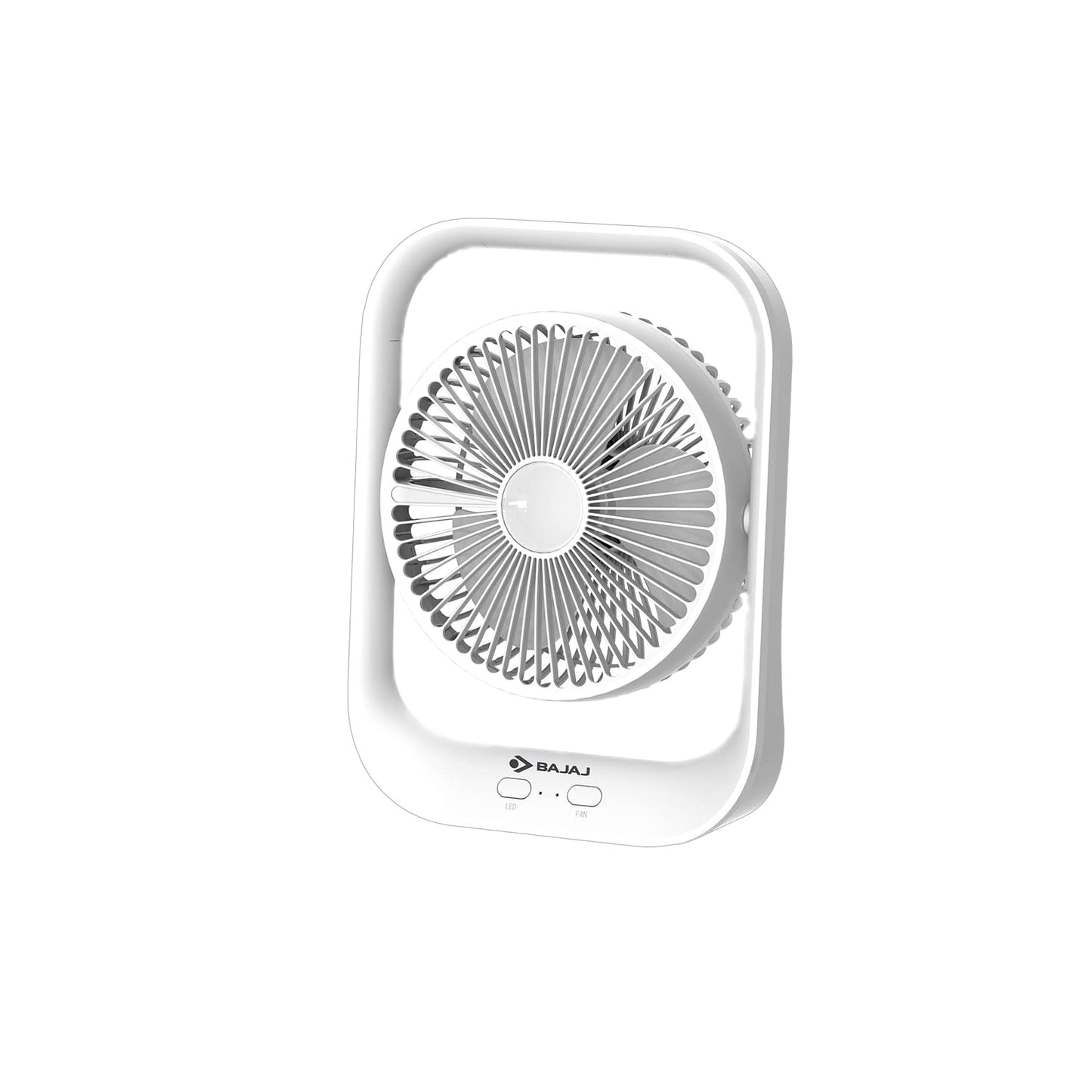 Bajaj Pygmy Go 178MM Mini Fan with LED Lighting | Rechargeable | USB Charging | 4-hours Battery Backup | 3 Speed | 2-Light Brightness Setting | High Speed | Portable【Blue】
