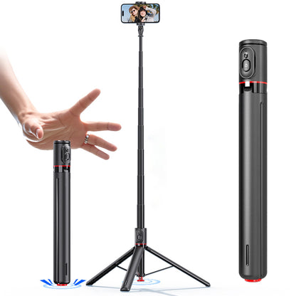 Kratos K9 Selfie Stick Tripod With Light, 67 inch /170CM Reinforced Tripod for Mobile Phone, Multi-Functional Bluetooth Long Selfie Stick for Travel,Vlogging,Compatible with iPhone and All Smartphones