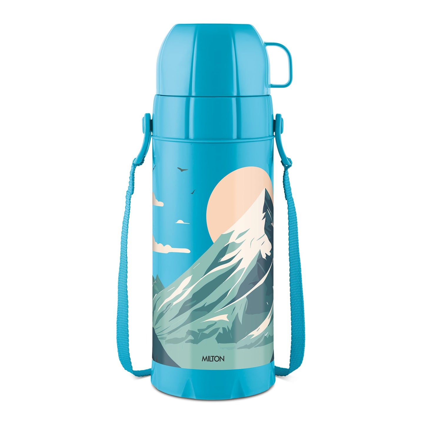 Milton Eiffel 1000 Vacuum Insulated Thermos Flask with Strap to Carry, 910 ml, Long Hours Hot & Cold Water Bottle for Office, Hiking, Trekking, Travel, Black