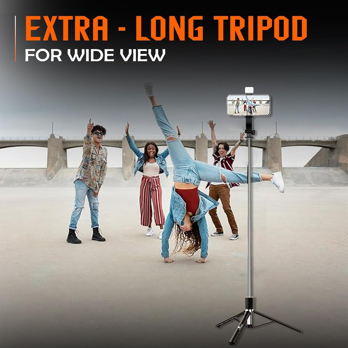 Kratos K9 Selfie Stick Tripod With Light, 67 inch /170CM Reinforced Tripod for Mobile Phone, Multi-Functional Bluetooth Long Selfie Stick for Travel,Vlogging,Compatible with iPhone and All Smartphones