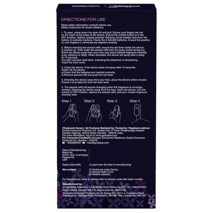 Godrej aer Matic Kit (Machine + 1 Refill) - Automatic Room Fresheners with Flexi Control Spray | Lavender Bloom | 2200 Sprays Guaranteed | Lasts up to 60 days (210ml)