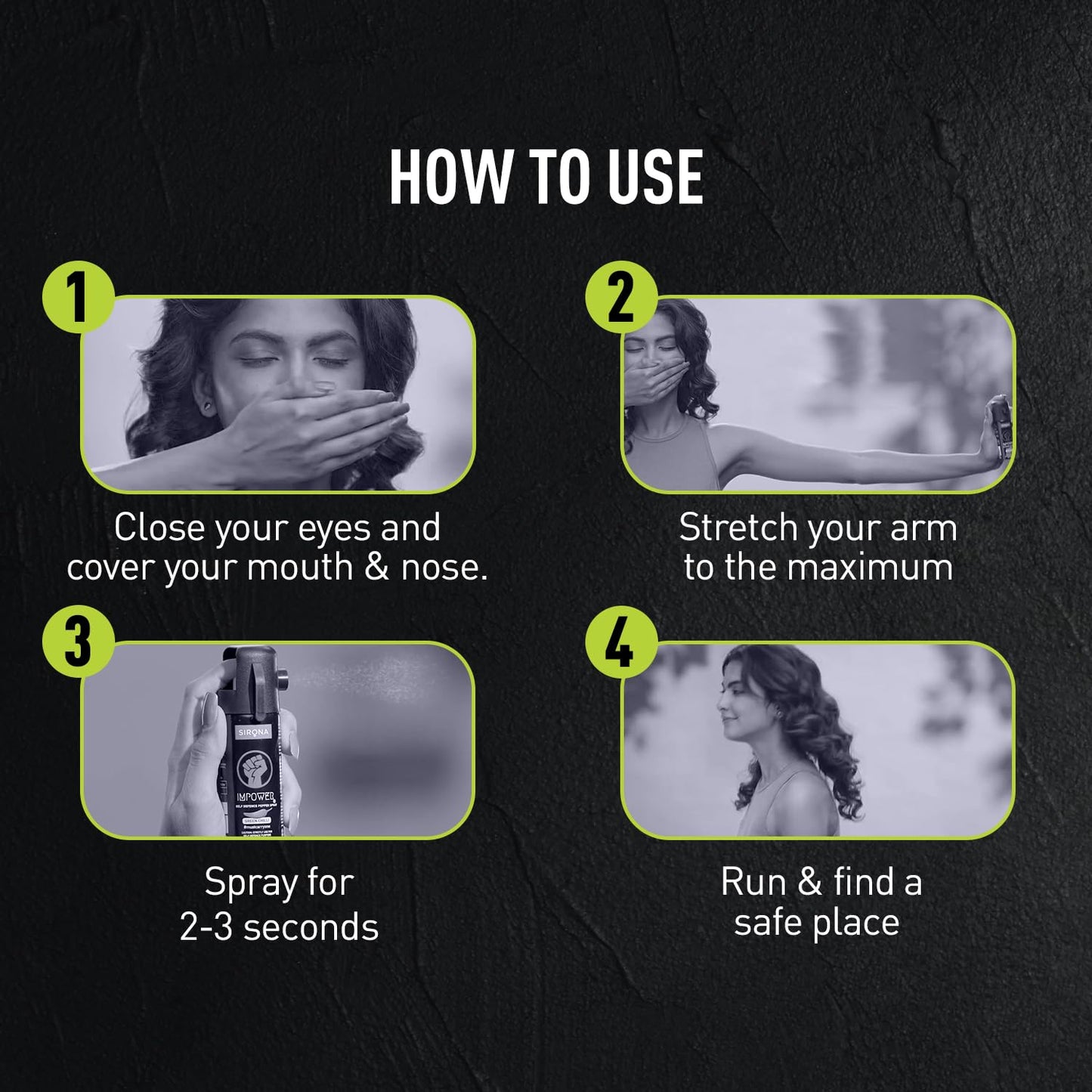 IMPOWER Self Defence Pepper Spray Green Chilli for Woman Safety - 55 ML (Pack of 1) | Pocket Size Long Range of 12ft | Pepper Spray, Very Strong, Protection & Safety