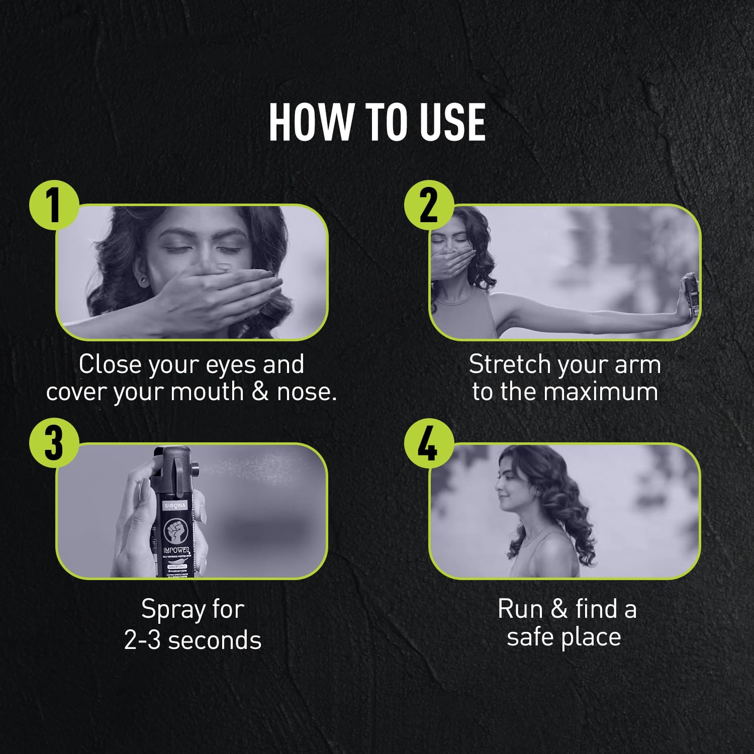 IMPOWER Self Defence Pepper Spray Green Chilli for Woman Safety - 55 ML (Pack of 1) | Pocket Size Long Range of 12ft | Pepper Spray, Very Strong, Protection & Safety