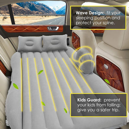 Premium Car Inflatable Bed with Pump & 2 Air Pillow|Quick Inflatable Back Seat Bed|Car Inflatable Mattress|Car Bed Mattress|Car Bed For Kids,Travel,Trip,Camping,Picnic,Pool & Beach|Universal Fit|Black