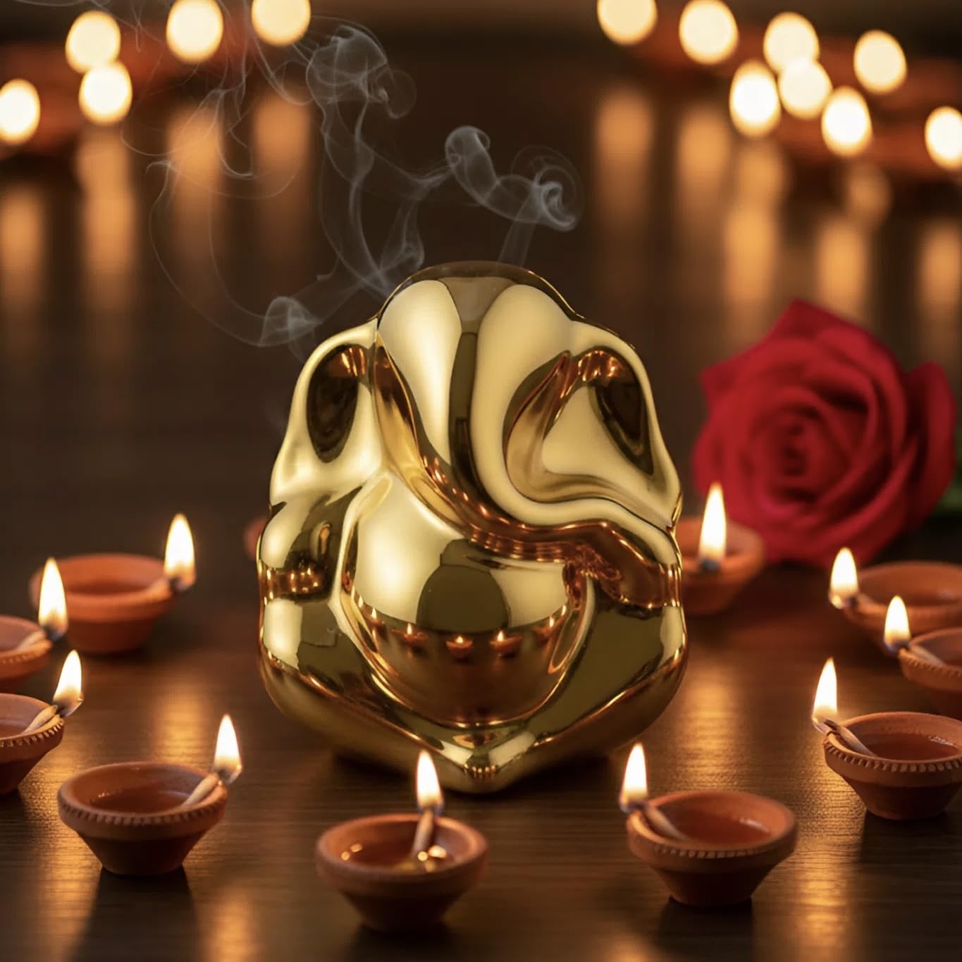 House of Bless Ganesh Idol for Car Dashboard (6cm) | Vastu Blessing Ganesha Murti for Vehicle | Small Decorative Idol for Home Pooja Room,Office/Study Table & Gifting,Ganesha Idol (Golden, 6 cm)