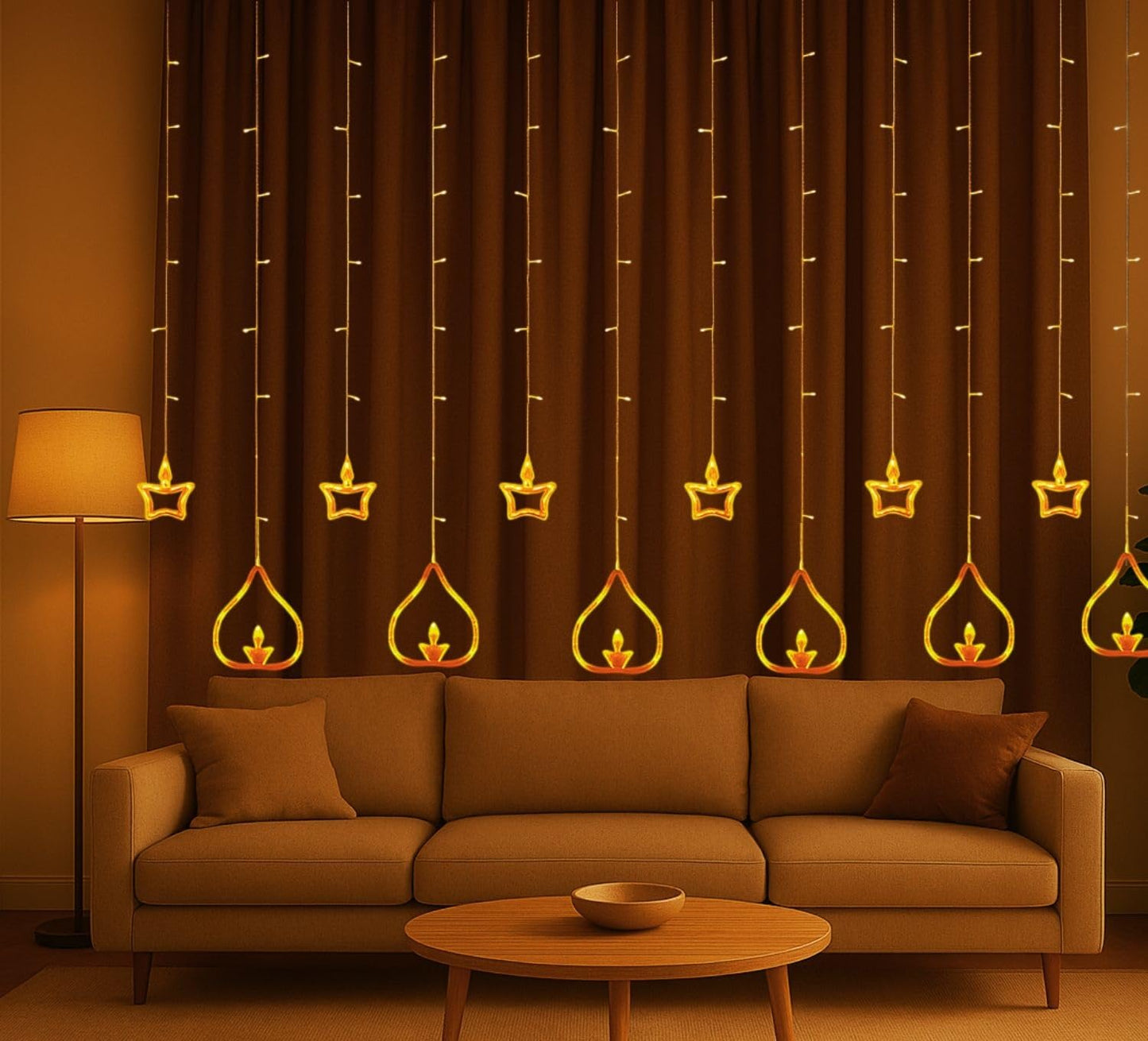 Desidiya 8 Modes Curtain Lights 300 LEDs 10 Fairy Light 3Mtr Each Indoor/Outdoor Decoration for Diwali, Christmas, Wedding, Ramzan, Party, Home, Patio Lawn with Remote & USB Power Supply (White)
