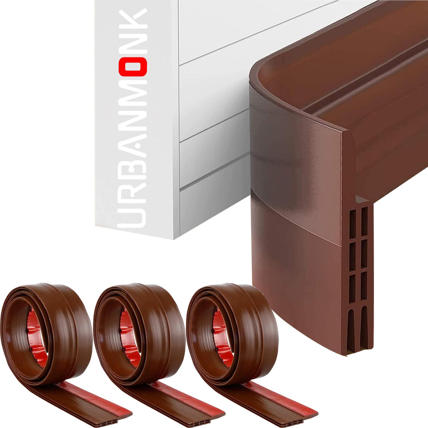 URBANMONK Silicone Door Bottom/Under Gap Filler Rubber Sealing Strip, Door Sealer Strip for Cockroach, Insect and Bugs, Seal Air & Dust, Brown, 39 inches