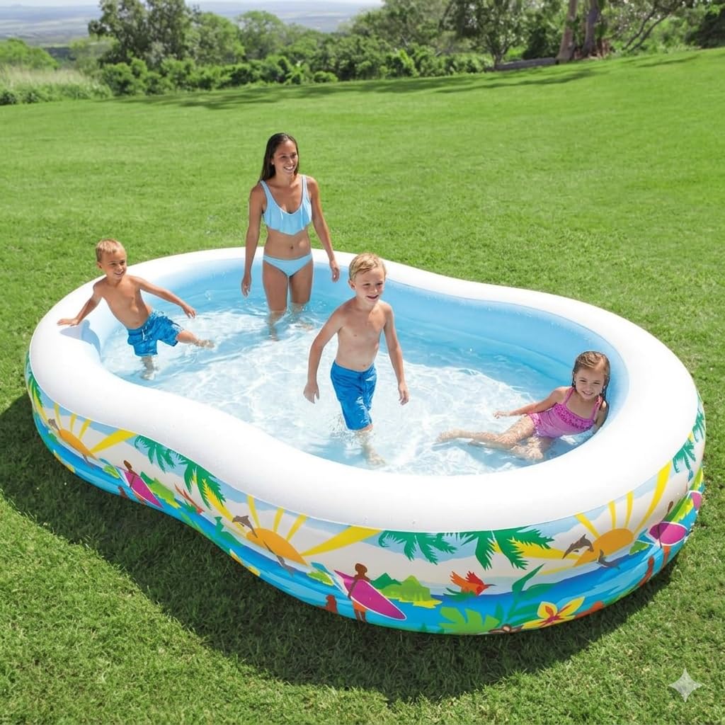 Toy Imagine 6.5 ft Inflatable Family Swimming Pool for Kids & Adults | Rectangular Pool with Electric Pump | Thick PVC | Multi-Use: Pool, Ball Pit, Bathtub & More