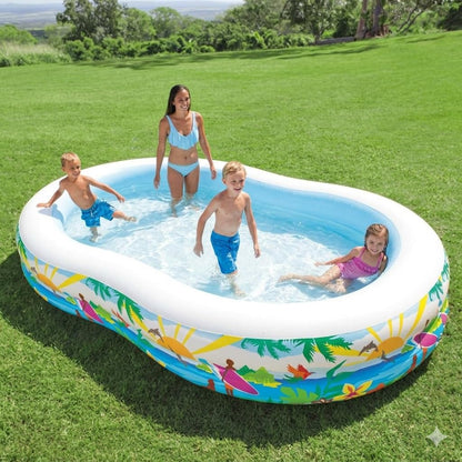 Toy Imagine 6.5 ft Inflatable Family Swimming Pool for Kids & Adults | Rectangular Pool with Electric Pump | Thick PVC | Multi-Use: Pool, Ball Pit, Bathtub & More