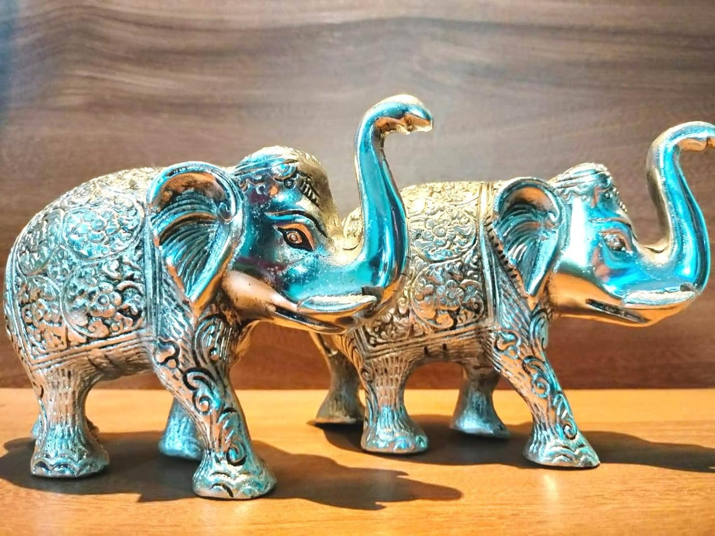 Royal Metal Elephant 5 Inch for Fantasy Showpiece Decoration and Gift Purpose-Set of 2, Silver