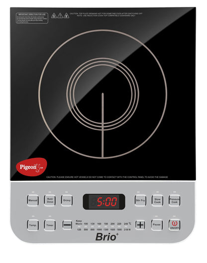 Pigeon by Stovekraft Cruise 1800 watt Induction Cooktop With Crystal Glass,7 Segments LED Display, Auto Switch Off - Black