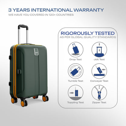 Safari Thorium Neo 8 Wheels Spinner Set of 3 Trolley Bags, Hard Case Polycarbonate, 360° Wheeling Carry on & Check-in Luggage for Men & Women, Suitcase for Travel, Trolley Bags for Travel, Dusk Green