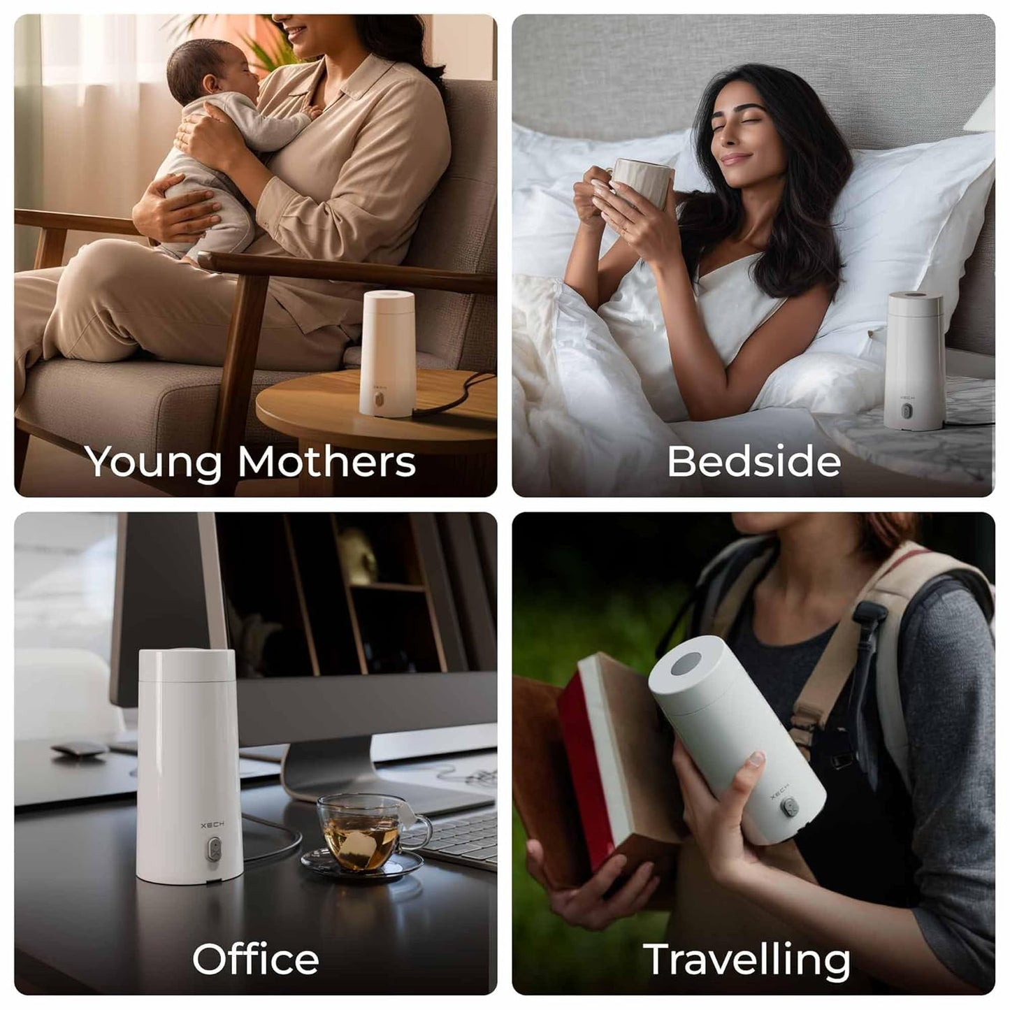 XECH Portable Electric Kettle 300ml | Mini Electric Kettles for Hot Water | Small Travel Kettle with In-Built Cable | Bottle-Shaped Kettle for Tea, Coffee | Travel Accessories (Hydroboil Mini)
