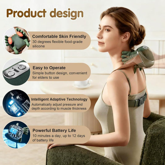 Neck Massager for Cervical Pain Neck and Shoulder Massager Machine Wireless Heated Neck Massager & Shoulder Massager Portable Electric Body Massager for Back-JE