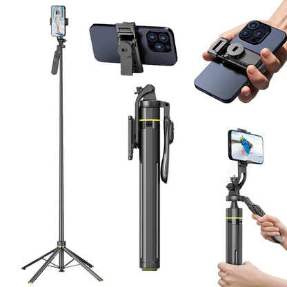Kratos K9 Selfie Stick Tripod With Light, 67 inch /170CM Reinforced Tripod for Mobile Phone, Multi-Functional Bluetooth Long Selfie Stick for Travel,Vlogging,Compatible with iPhone and All Smartphones