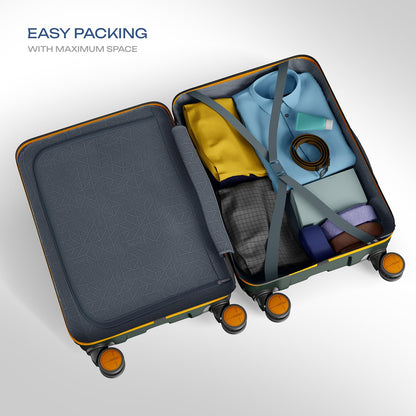 Safari Thorium Neo 8 Wheels Spinner Set of 3 Trolley Bags, Hard Case Polycarbonate, 360° Wheeling Carry on & Check-in Luggage for Men & Women, Suitcase for Travel, Trolley Bags for Travel, Dusk Green