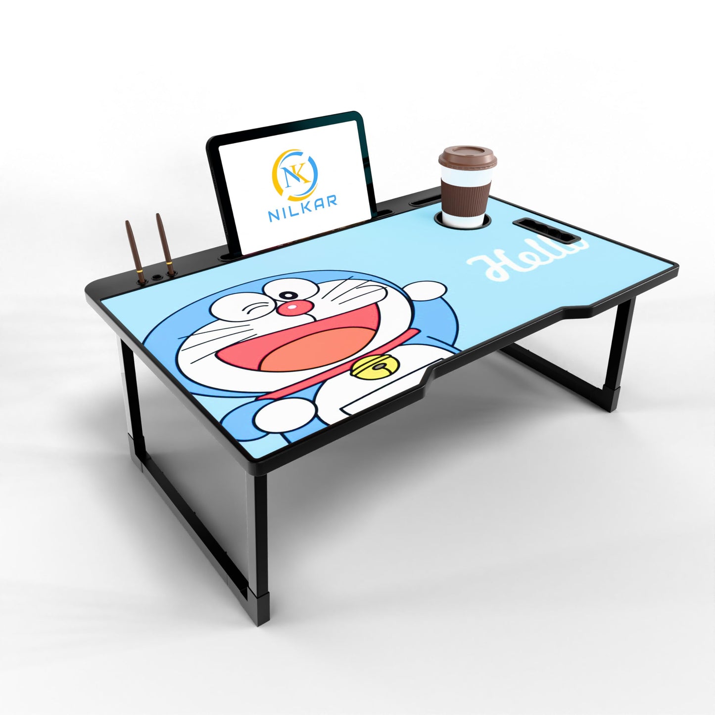 NILKAR Study Table Bed Table Premium Laptop Table/Foldable and Portable Wooden/Writing Desk for Office/Home/School (CTD-BLACK)