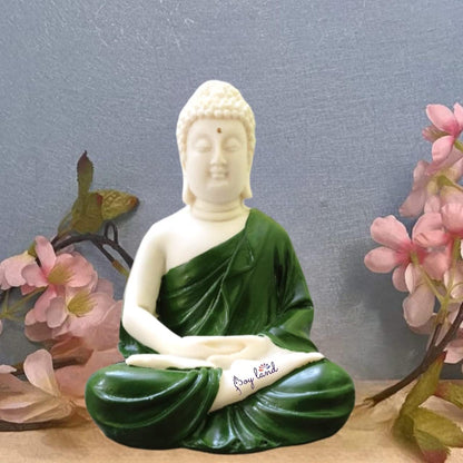 JOY LAND Set of 3 Premium Rare Handcrafted Polymarble Meditation/Dhyan Buddha Statue Lord Figurine/Idol (Multi, 5.5-inch)