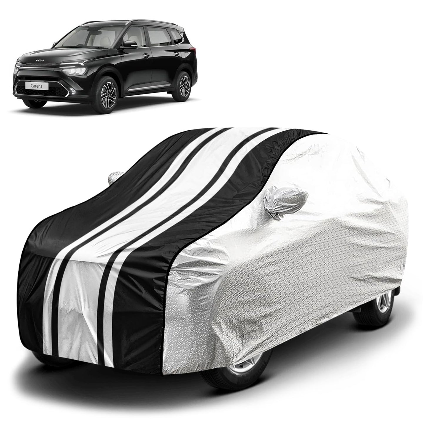 FABTEC Waterproof Premium Car Cover for Maruti Brezza Super Waterproof Car Body Cover Heavy Duty Durable PEVA Grey with Red Piping
