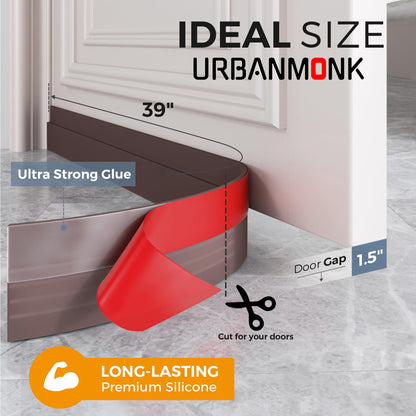 URBANMONK Silicone Door Bottom/Under Gap Filler Rubber Sealing Strip, Door Sealer Strip for Cockroach, Insect and Bugs, Seal Air & Dust, Brown, 39 inches