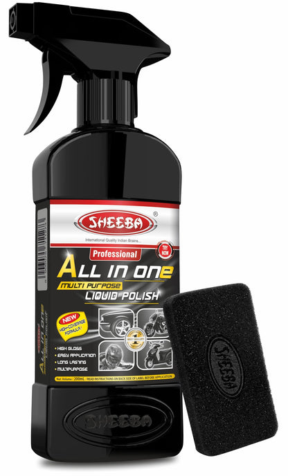 SHEEBA All in One Multipurpose Liquid Polish for Car, Motorbike, Scooter, Household, Office Care | High Gloss | Easy Application | For Interior & Exterior Surfaces -500mL with Applicator Pad.