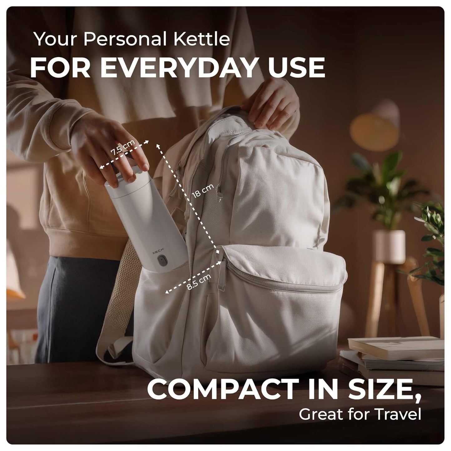 XECH Portable Electric Kettle 300ml | Mini Electric Kettles for Hot Water | Small Travel Kettle with In-Built Cable | Bottle-Shaped Kettle for Tea, Coffee | Travel Accessories (Hydroboil Mini)