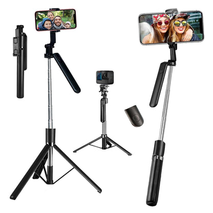 Kratos K9 Selfie Stick Tripod With Light, 67 inch /170CM Reinforced Tripod for Mobile Phone, Multi-Functional Bluetooth Long Selfie Stick for Travel,Vlogging,Compatible with iPhone and All Smartphones