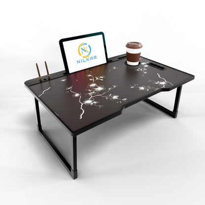 NILKAR Study Table Bed Table Premium Laptop Table/Foldable and Portable Wooden/Writing Desk for Office/Home/School (CTD-BLACK)