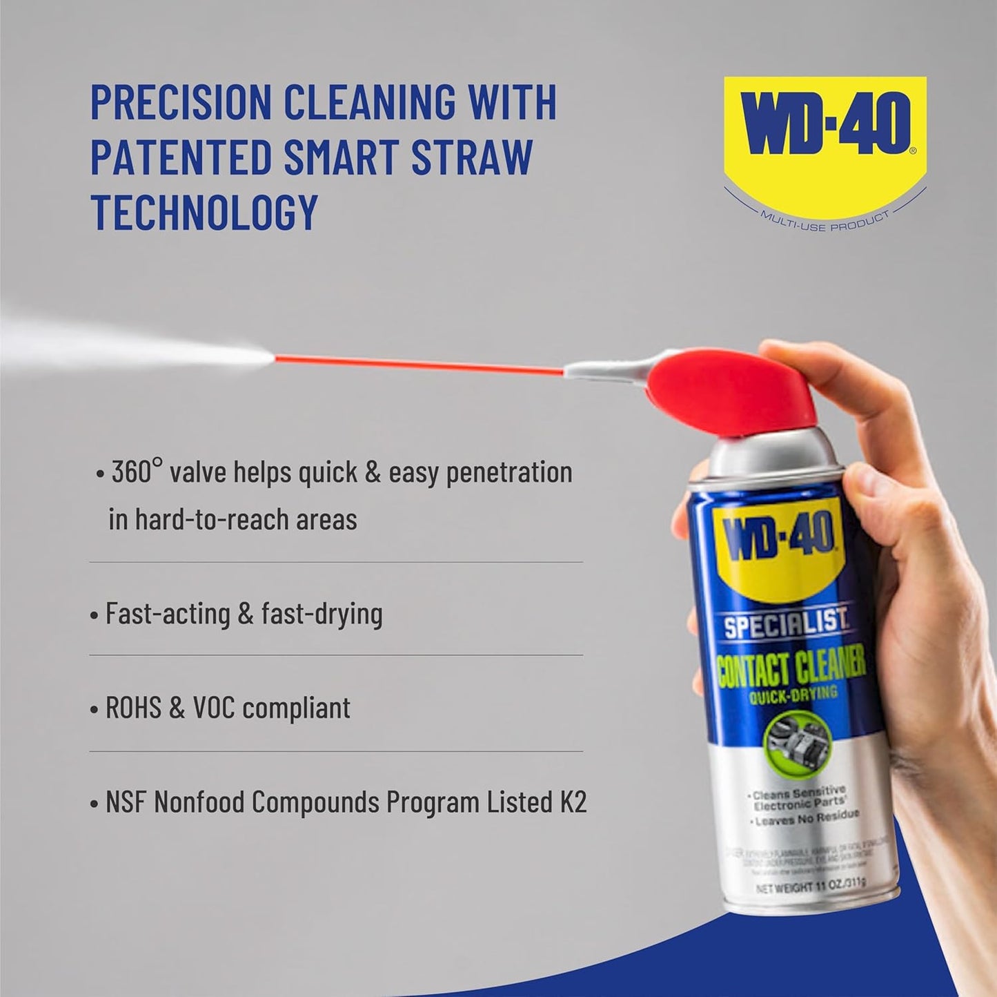 WD-40 Specialist® All Purpose Contact Cleaner 400ml - Drive Out Dirt, Dust, Oil, Flux Residue, and Moisture From Sensitive Electrical Parts and Equipment with Ease