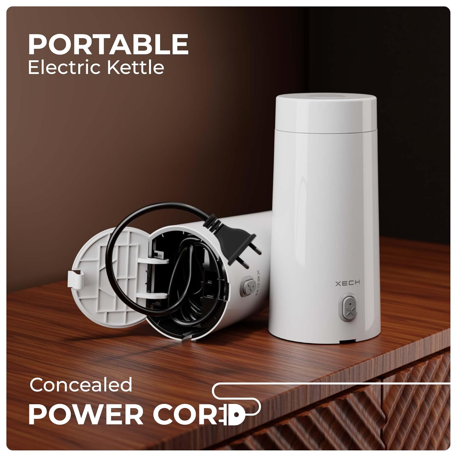 XECH Portable Electric Kettle 300ml | Mini Electric Kettles for Hot Water | Small Travel Kettle with In-Built Cable | Bottle-Shaped Kettle for Tea, Coffee | Travel Accessories (Hydroboil Mini)