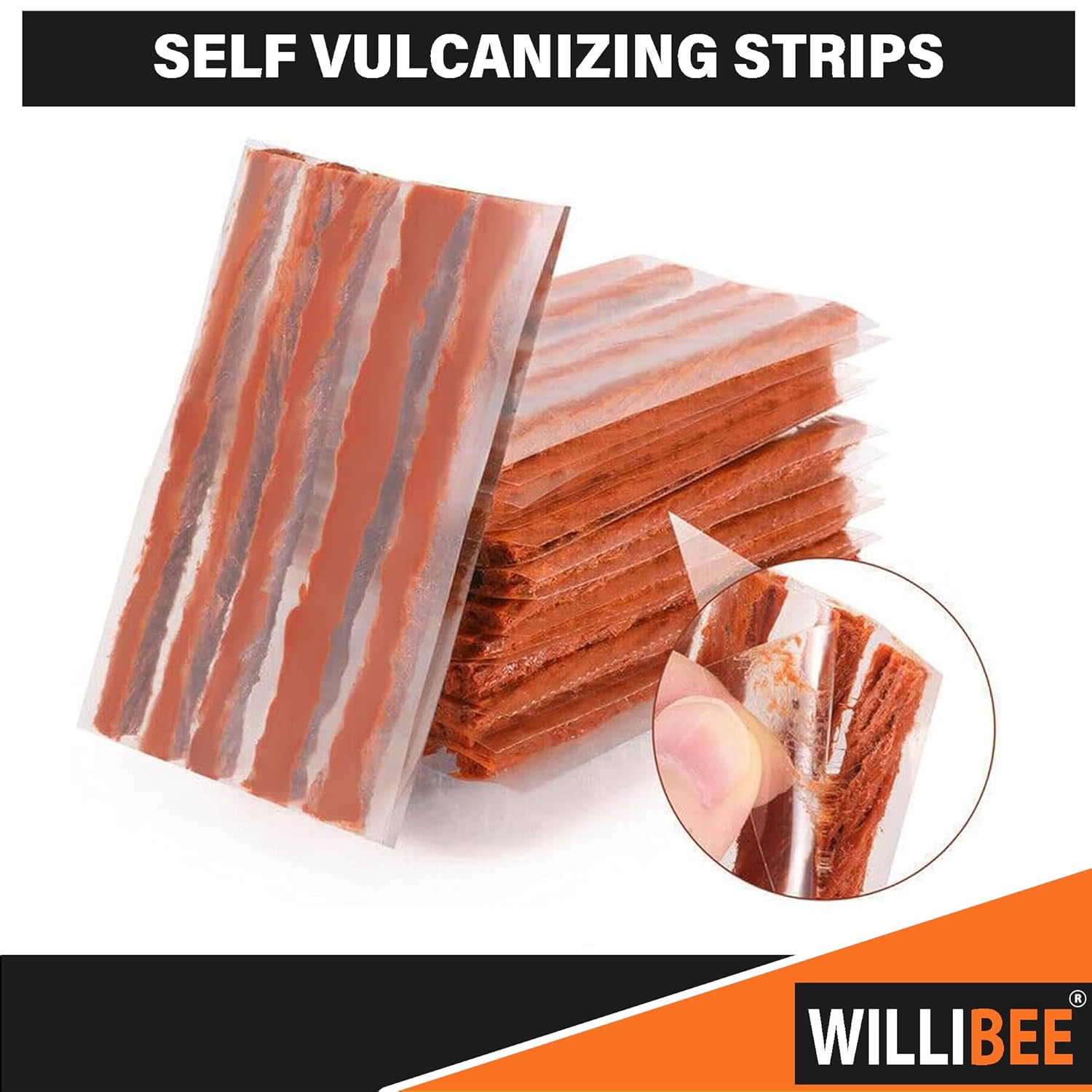 WILLIBEE 11-in-1 (Pack of 10 Strips) Tubeless Tyre Puncture Repair Kit for Car & Bike | Heavy-Duty Puncher Kit (Includes Storage Bag)