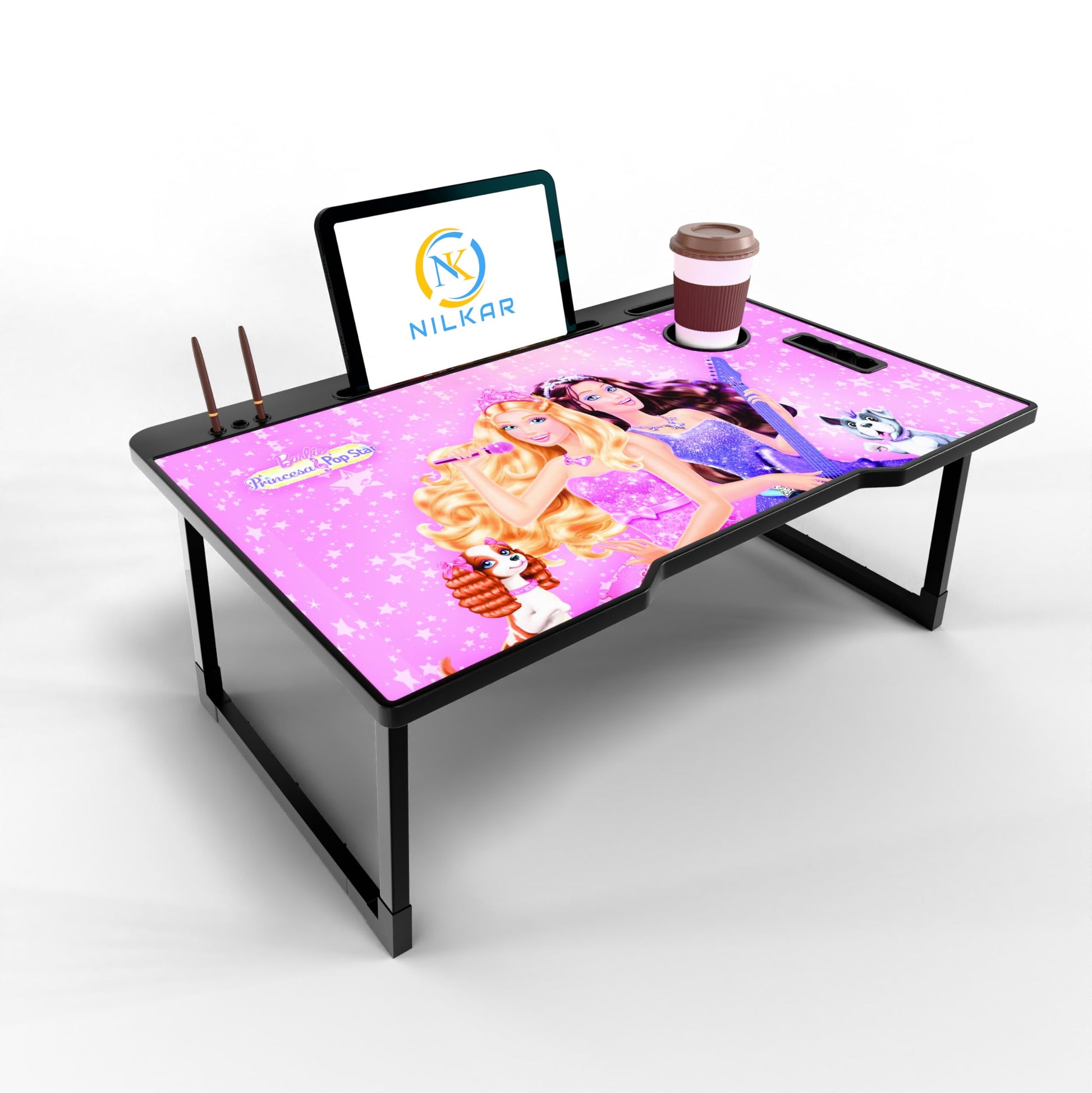 NILKAR Study Table Bed Table Premium Laptop Table/Foldable and Portable Wooden/Writing Desk for Office/Home/School (CTD-BLACK)