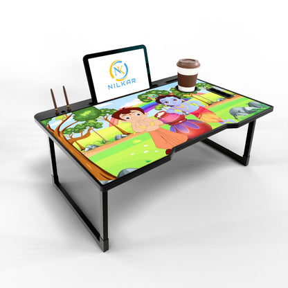 NILKAR Study Table Bed Table Premium Laptop Table/Foldable and Portable Wooden/Writing Desk for Office/Home/School (CTD-BLACK)