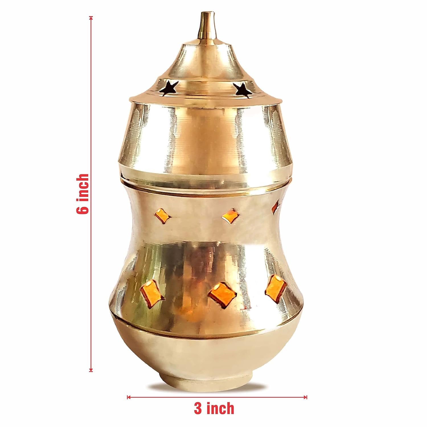 Pure Source India Brass Kapoor Dani, Aroma Oil Burner, Aroma Camphor Burner, 1 Piece, Gold