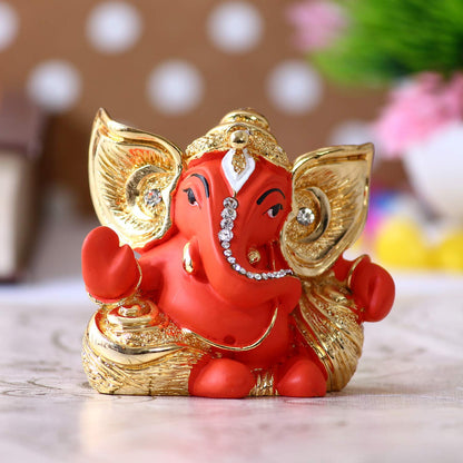 eCraftIndia Purple and Transparent Double Sided Crystal Car Ganesha Showpiece