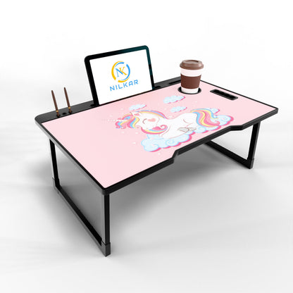 NILKAR Study Table Bed Table Premium Laptop Table/Foldable and Portable Wooden/Writing Desk for Office/Home/School (CTD-BLACK)